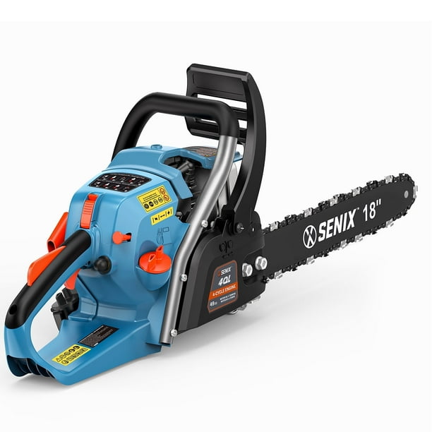 Senix 49cc 4-Cycle Gas Chainsaw, 18-Inch Oregon Bar and Chain