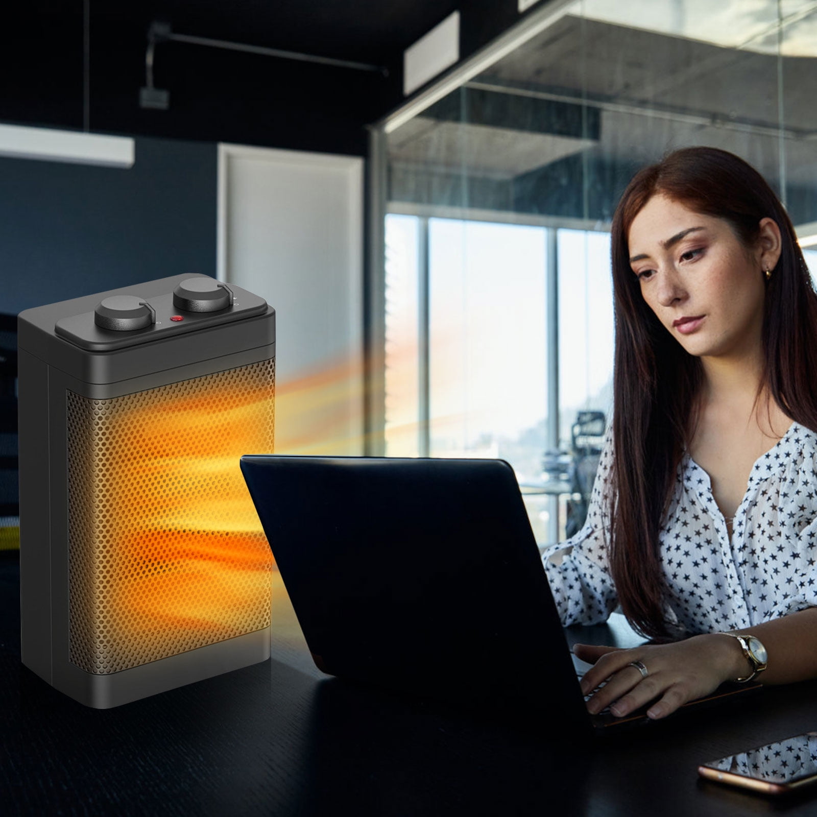 HomChum 1500W Office Desk Space Heater for Indoor Use Portable Ceramic  Heater Fan with Thermostat 3 Modes for Office and Bedroom, Black -  Walmart.com