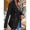thumbnail image 5 of Women'S Plaid Blazer Jacket Warm Fully Lined Business Casual Elegant Coat with Pockets Black Dot XXL, 5 of 9