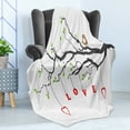 thumbnail image 4 of Love Soft Flannel Fleece Blanket, 2 Birds Sitting on a Branch Affection Adoration Illustration with Nature Inspiration, Cozy Plush for Indoor and Outdoor Use, 50" x 60", Multicolor, by Ambesonne, 4 of 5