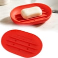 thumbnail image 2 of ZOURIH 2PCS Soap Dish, Bathroom Soap Dishes Soap Holder Soap Tray with Holes to Drain Water- Oval Shape Soap Dish for Shower Bathroom Kitchen Counter top, Keep Soap Dry - Flexible Silicone,Red, 2 of 6