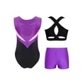 thumbnail image 5 of Hansber Girls Kids Gymnastics Outfits Sleeveless Crop Top Ballet Leotard with Shorts Set for Dance Class Purple 8, 5 of 6