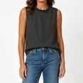 thumbnail image 6 of SSZMDLB Women Plus Size Sleeveless Ruffle Tank Tops Loose Round Neck Basic Tee Solid Boho Casual Summer Tops Vacation Holiday Outfits, Dark Gray 2XL, 6 of 7