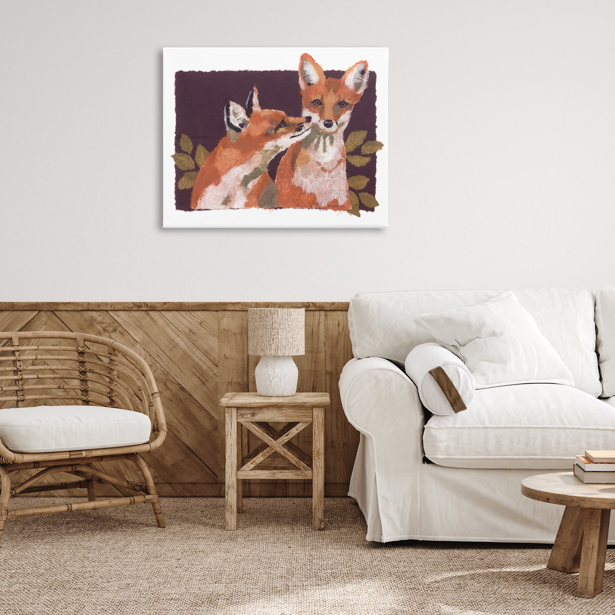 Stupell Industries Woodland Foxes & Leaves Animals & Insects Painting Gallery Wrapped Canvas Art Print Wall Art, 40 x 30