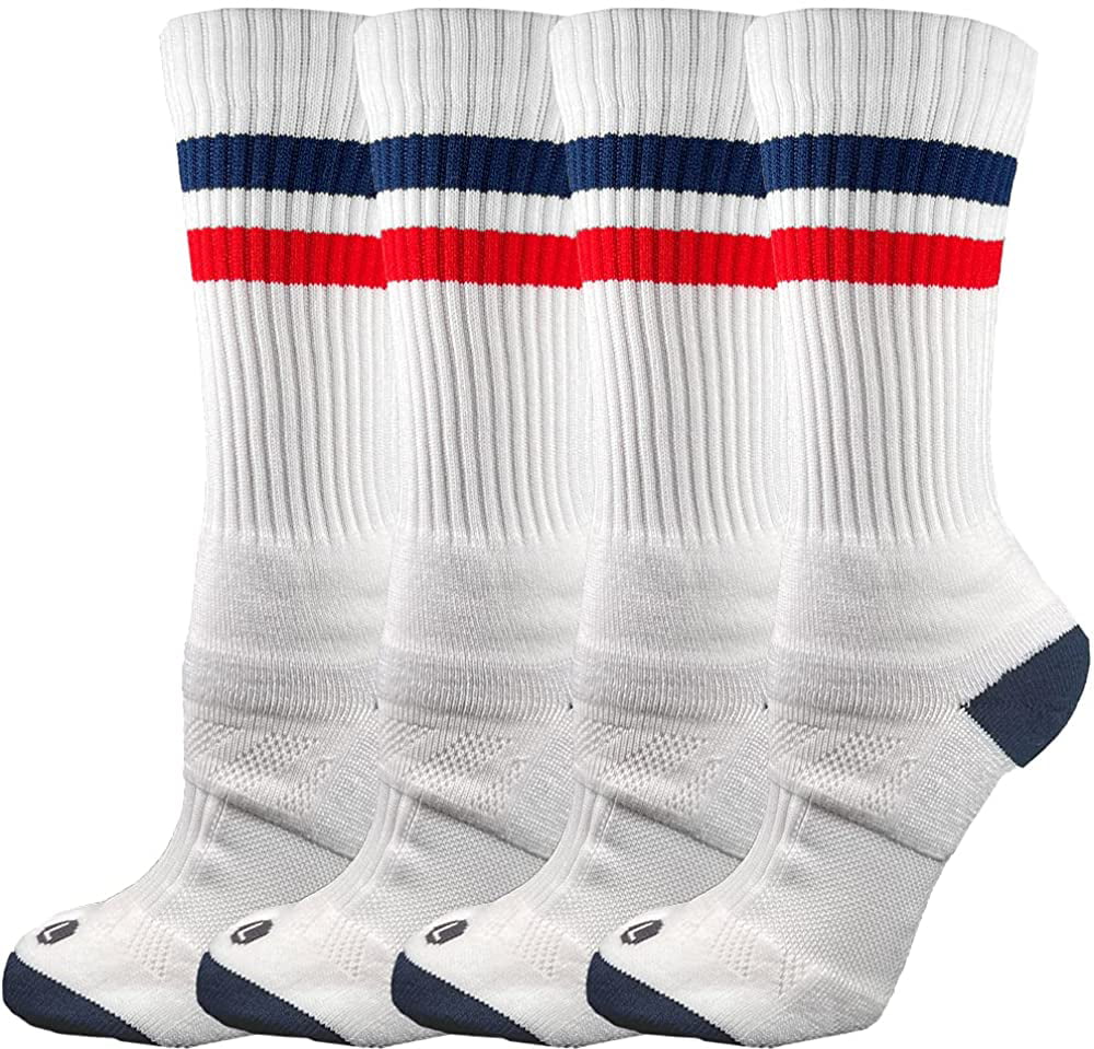 2 Pack of Men's Premium Athletic Sports Team Crew Socks for Football Basketball and Lacrosse 