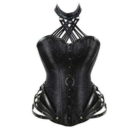 

hirigin Women Corset Vintage Halter Neck Side Zipper Tight Tube Tops