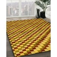 thumbnail image 3 of Ahgly Company Machine Washable Indoor Square Abstract Deep Yellow Area Rugs, 3' Square, 3 of 7