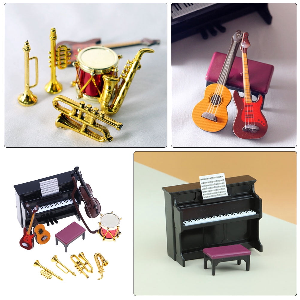 Odoria 1/12 Miniatur Musikinstrumente Set – 5-teiliges Puppenhaus-Zubehör Aus Kunststoff