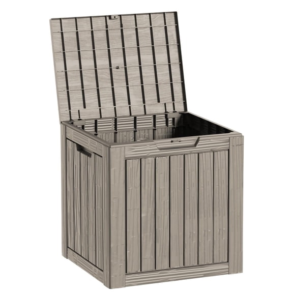 Decksplore 30 Gallon Resin Deck Box, Lockable Package Delivery Box, Waterproof and Outdoor Storage Box for Patio Furniture, Garden Tools Storage Coffee