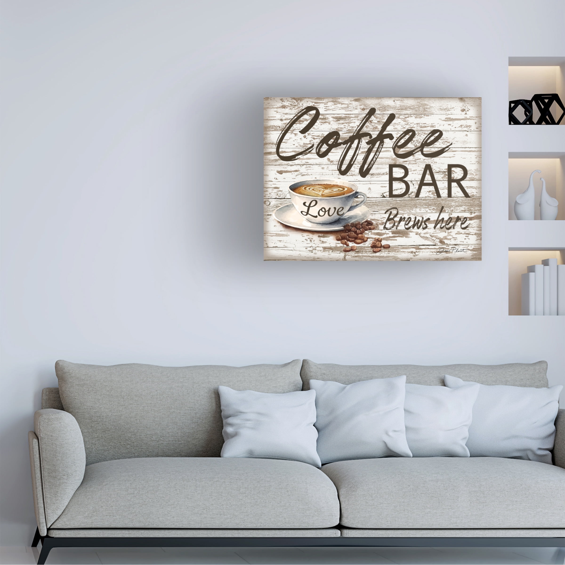 Canvas Wall Art - Jean Plout 'Shiplap Coffee Sign 2' Wall Art for Living Room, Bedroom, or Office DÃ©cor by Trademark Fine Art - 24 x 18 Inches