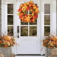 thumbnail image 4 of 17.71 Inch Artificial Pumpkin Maple Leaf Door Hanger Thanksgiving Halloween Home Wall Decor Fall Festival Decor, 4 of 6