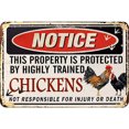thumbnail image 1 of Placa Metal Vintage Pared Con Pintura Hierro Rectangular Advertencia Pollos 30x20cm, 1 of 9