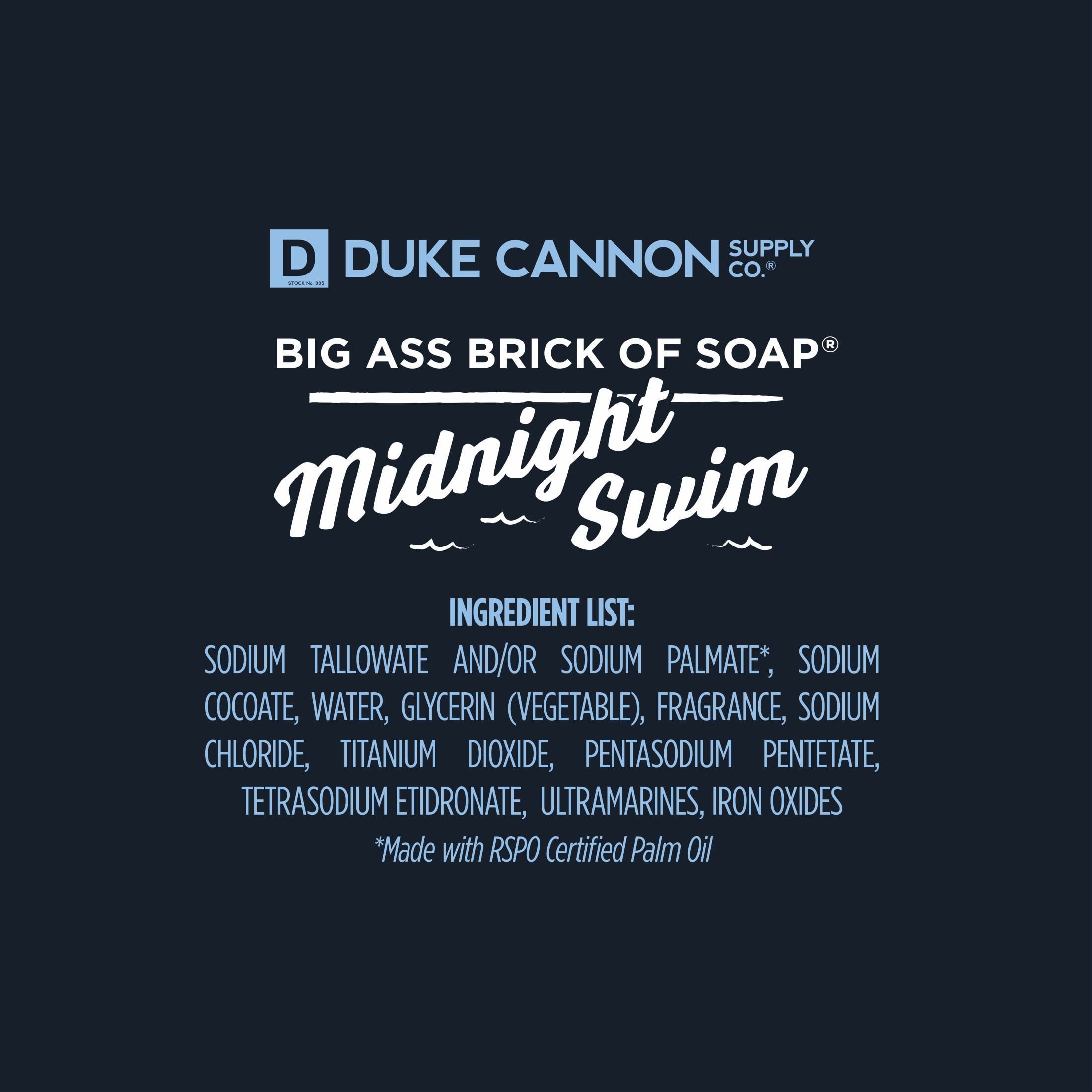 Duke Cannon Big Ass Brick of Soap® for Men, Midnight Swim, 10 oz Bar Soap