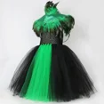 thumbnail image 5 of Disfraz de bruja de Halloween para niñas, reina malvada, Malefice, disfraz de cosplay, vestido con tutú, capa de plumas, disfraz de carnaval para niños, 5 of 5
