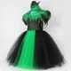 thumbnail image 5 of Disfraz de bruja de Halloween para niñas, reina malvada, Malefice, disfraz de cosplay, vestido con tutú, capa de plumas, disfraz de carnaval para niños, 5 of 5