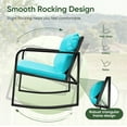 thumbnail image 4 of Devoko 3 Pieces Rocking Patio Furniture Sets Outdoor Rocking Chair PE Rattan Bistro Rocker Conversation Sets with Coffee Table for Garden,Blue, 4 of 7