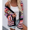 thumbnail image 3 of HLSOHJP Women's Rainbow Knitted Cardigan Sweater Long Sleeve Multicolor Striped Sweater Jumpers Open Front Jacket, 3 of 7