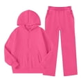 thumbnail image 4 of ITSAME Girls Fleece-Lined Outfit 2-Piece Full Zip Hoodie and Wide Leg Pants Fall Winter Warm Casual Set Size 7, 4 of 9
