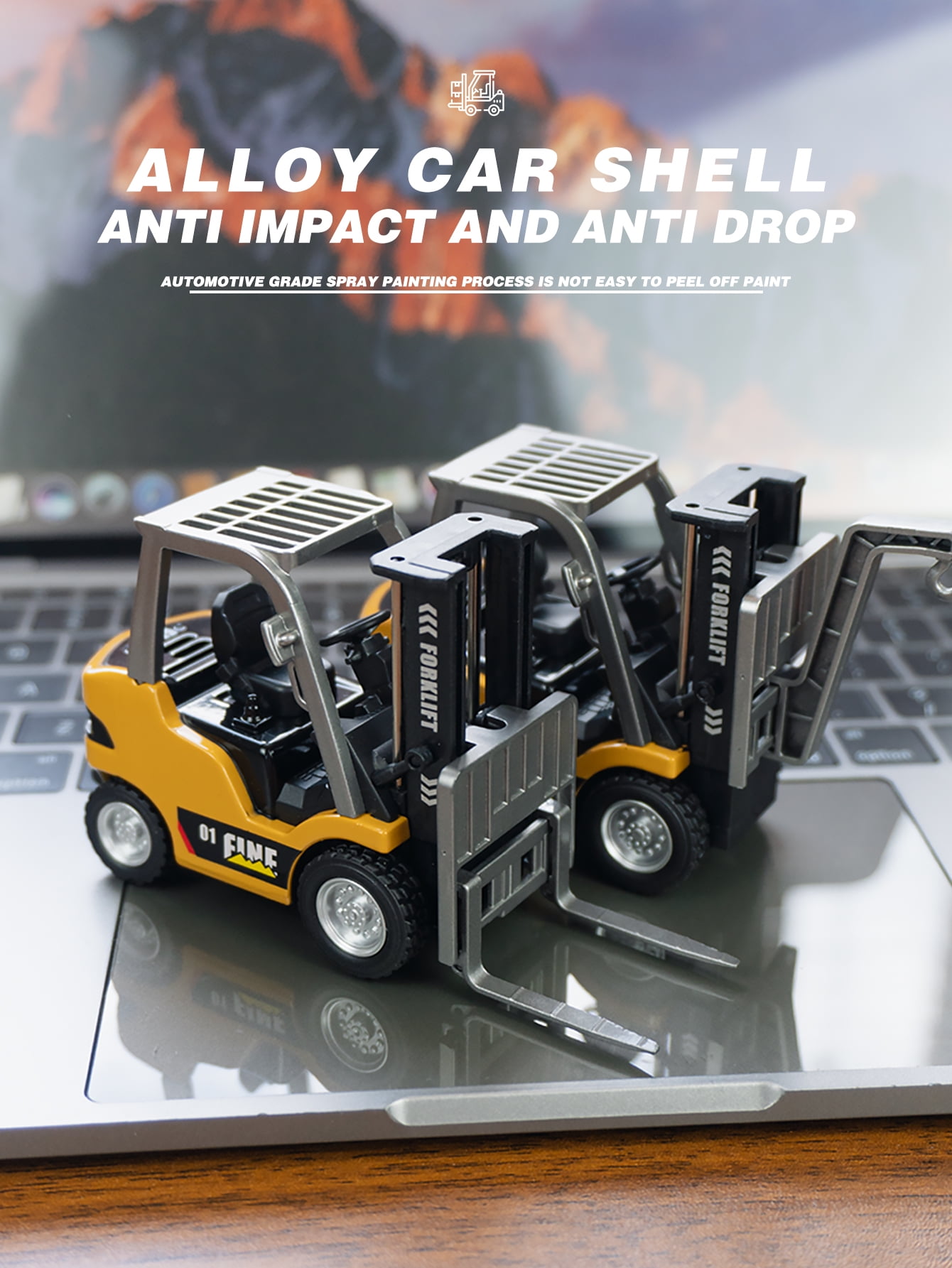 1: 64 alloy forklift with plate car remote control: multi-channel control, 2-in-1 fork hook deformation, suitable for adults, children, boys and girls