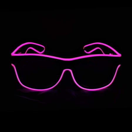 LINLIN LED Glasses, Light Up Glasses with 4 Modes Neon El Wire LED Battery Light Up Eyeglasses Sunglasses Eyewear for Nightclub Party