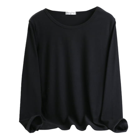 Clearance! Delayuji Women s Thermal Underwear Thermal Tops for Women Women O Neck Fleece Lined Thermal Thermal Underwear Slim Tops Long Sleeve Thermal Shirts Winter Tops L Black