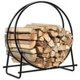 thumbnail image 1 of Gymax 30'' Tubular Steel Log Hoop Firewood Storage Rack Holder Round Display, 1 of 10