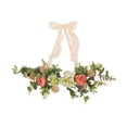 thumbnail image 2 of Artificial Flower Wreath for Front Door, Spring Summer Faux Peony Babys Breath Wreath with Green Leaves Bow Realistic Wreath for Home Wedding Wall Window Indoor Outdoor Hanging Decoration, 2 of 6