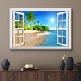 thumbnail image 2 of wall26 Canvas Print Wall Art - Window Frame Style Wall Art - Beautiful Tropical Beach with White Sand,Clear Sea and Palm Trees Under Blue Sunny Sky - 24" x 36", 2 of 5