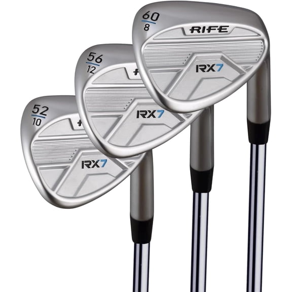 Rife Golf RX7 Iron Wedge Set: 52° Gap Wedge (GW), 56° Sand Wedge (SW), 60° Lob Wedge (LW) Men's Standard Length Right Handed Steel Shaft Wedge Flex