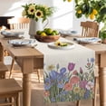 thumbnail image 3 of Watercolor Flower Table Runner, Blue Pink Floral Kitchen Table Runners Dress Scarves for Table Decorations Party/Restaurant/Indoor Outdoor Use, 13x108in, 3 of 9