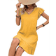 thumbnail image 2 of Vestidos de Verano para Mujer, Cuello en V, Corta, Dobladillo con Volantes, Vestido Camisero Amarillo L, 2 of 8