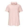 thumbnail image 6 of Fanxing Womens Turtleneck Short Sleeve Face Mask Tops Casual Loose Fitting Blouses Plain T-Shirts Women's Athletic Base Layers Pink,S, 6 of 8