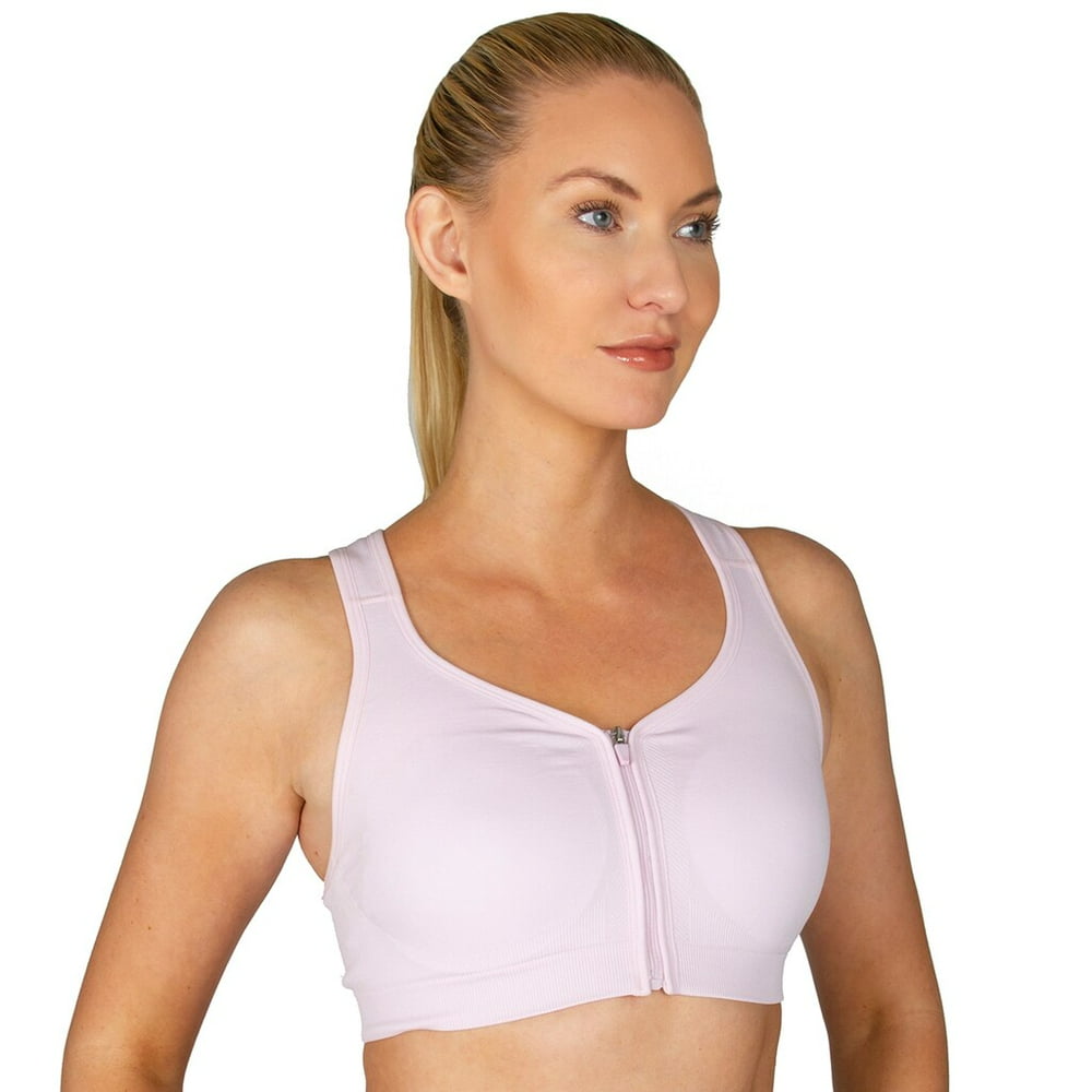 Jockey Jockey Sport Zip Front Seam Free Sports Bra Chalky Pink