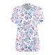 thumbnail image 5 of Puntoco Liquidación de blusas cortas para mujer Camisa básica estampada de manga corta con cuello en V y talla grande para mujer, 5 of 5