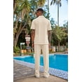 thumbnail image 3 of COOFANDY Men's 2 Piece Outfit Casual Short Sleeve Button Down Shirt Beach Summer Loose Pant Sets, 3 of 6