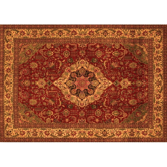 Ahgly Company Indoor Rectangle Medallion Orange Traditional Area Rugs, 2' x 3'