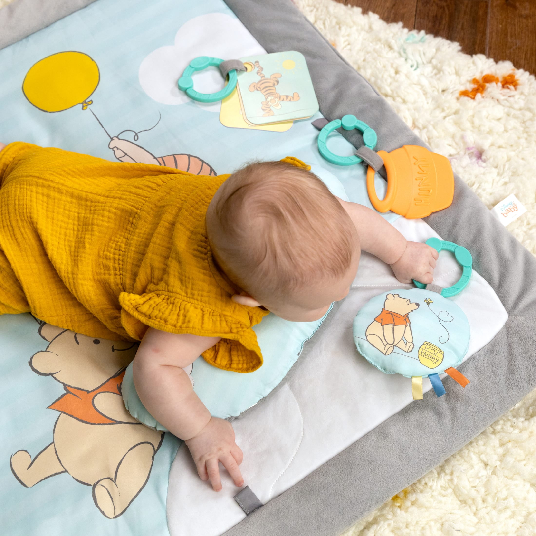 Bright Starts Disney WINNIE THE POOH Once Upon a Tummy Time Activity Gym, Blue, Newborn