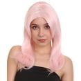 thumbnail image 2 of HPO | Adult Women's Pastel Pink Jem Wig | Party Ready Cosplay Halloween | Breathable Capless Cap, 2 of 10