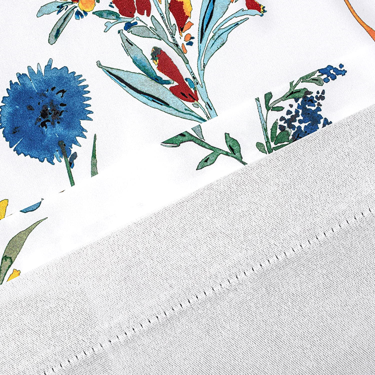 DriftAway Sylvia Floral Botanical Herbs Watercolor Printed Pattern Lined Blackout Thermal Insulated Window Curtain Valance Rod Pocket Single 52 Inch by 18 Inch Plus 2 Inch Header Multi