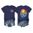 thumbnail image 1 of Lydiaunistar Women's Spring Tops Plus Size Vintage Humor Print Round Neck Short Sleeve T-Shirt - Lightweight Stretch Polyester-Spandex Blend for Summer Dark Blue, 1 of 3