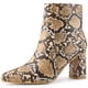 thumbnail image 1 of Botines de tacón grueso Allegra K con estampado de serpiente marrón punta puntiaguda 36, 1 of 6
