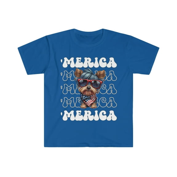 Yorkshire Terrier 'Merica Patriotic T-Shirt Cute Yorkie 4th of July Top