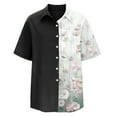thumbnail image 4 of Birdeem T-Shirt Décontracté pour Femmes Imprimé Col Rabattu Bouton Manches Courtes Ample Chandail Blouse Tops, 4 of 4