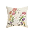 thumbnail image 1 of SIYTUAU Easter Theme Linen Pillow Cover 45X45 Cm Square Cushion Cover With Rabbit Print For Sofa Couch Home Decor D, 1 of 7
