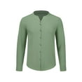 thumbnail image 3 of Men's Long Sleeve Shirts Band Collar Button Down Shirts Dress Shirts, 3 of 5