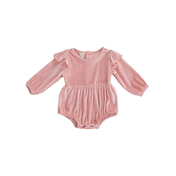 Diconna Baby Girls Long Sleeve Rompers Velvet Ruffle Jumpsuits Pink 12-18  Months - Walmart.com