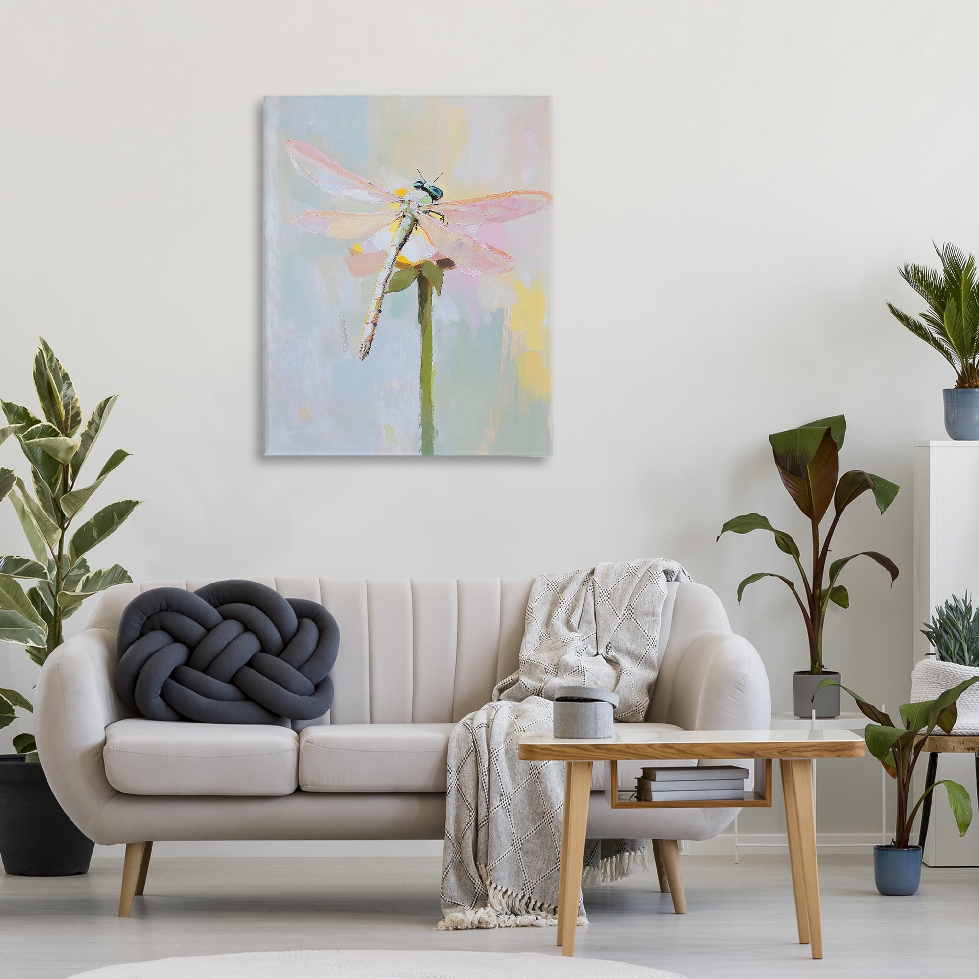 Stupell Industries Pastel Dragonfly Landing Canvas Wall Art, design by The Prints Vibe