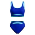 thumbnail image 5 of HAOTAGS Girls Padded Bikini Set,Tank Style Two-Piece Solid Color Swimwear Swimsuit Youth Swim Set Blue 7-8, 5 of 8