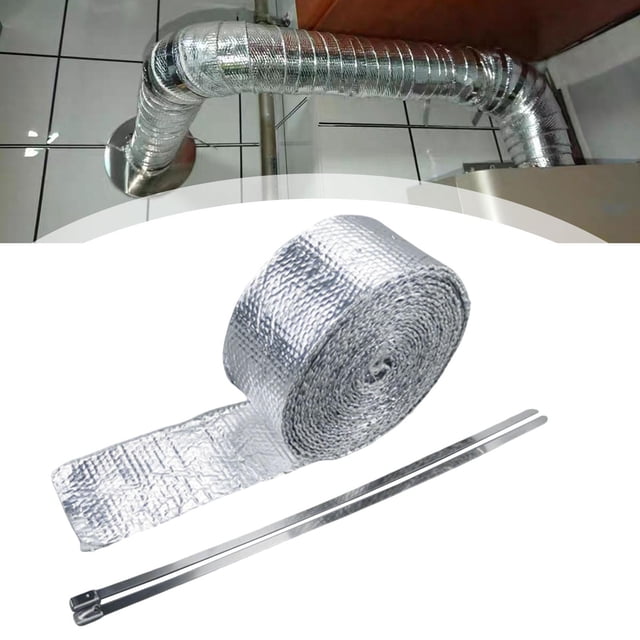 Lámina de aluminio y fibra de vidrio de doble cara, resistente al calor, a altas temperaturas, multifuncional, robusta y autoadhesiva para conductos d 2 mm x 50 mm x 10 m