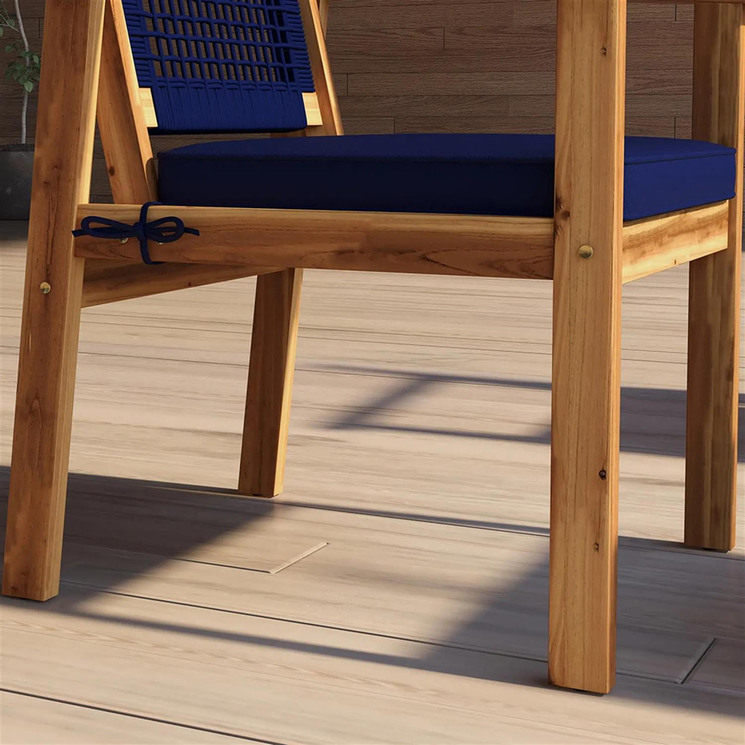 Demi Bonn 4-Piece Outdoor Conversation Sofa, Patio Furniture Set with 2 Acacia Wood Chairs Cushions & Slatted Coffee Table for Backyard, Balcony, Porch, Brown